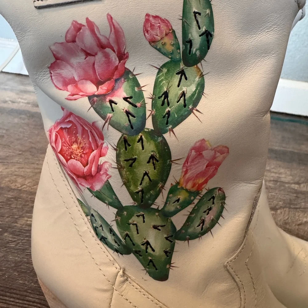 NWB Golo Cactus White Heeled Cowgirl Western Boots - Picture 2 of 8